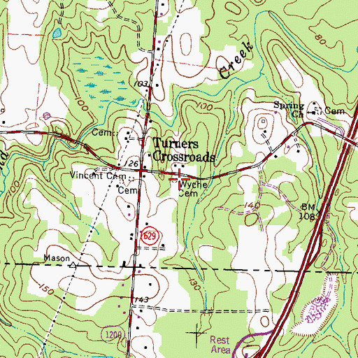 Topographic Map of Wyche Cemetery, VA