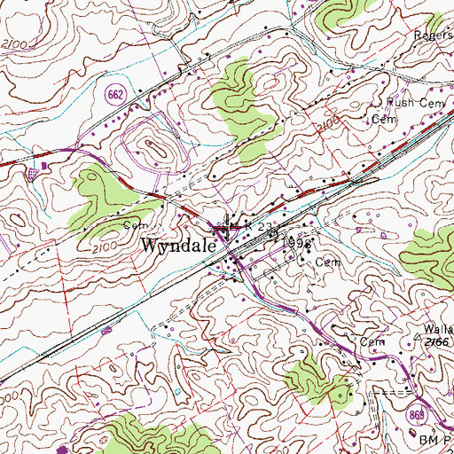 Topographic Map of Wyndale, VA