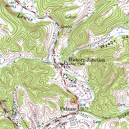 Topographic Map of Wysor Valley, VA