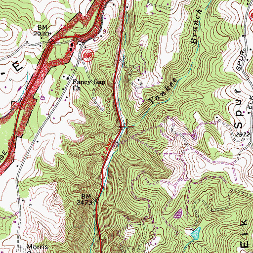 Topographic Map of Yankee Branch, VA