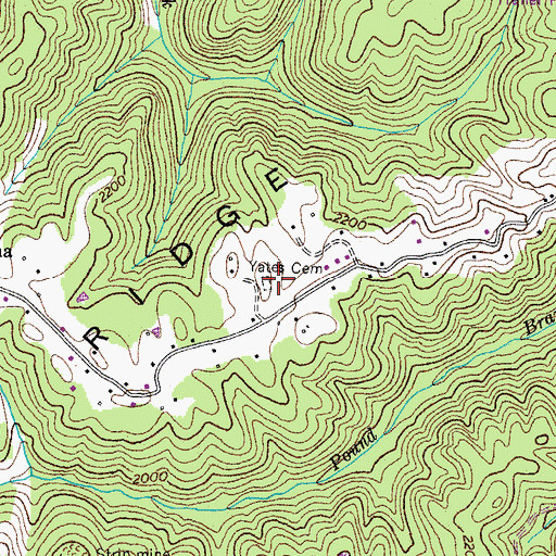 Topographic Map of Yates Cemetery, VA