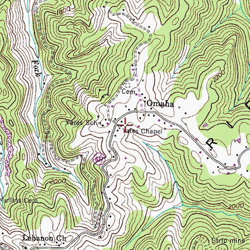 Topographic Map of Yates Chapel, VA