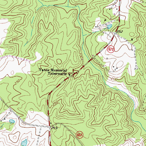 Topographic Map of Yates Memorial Tabernacle, VA