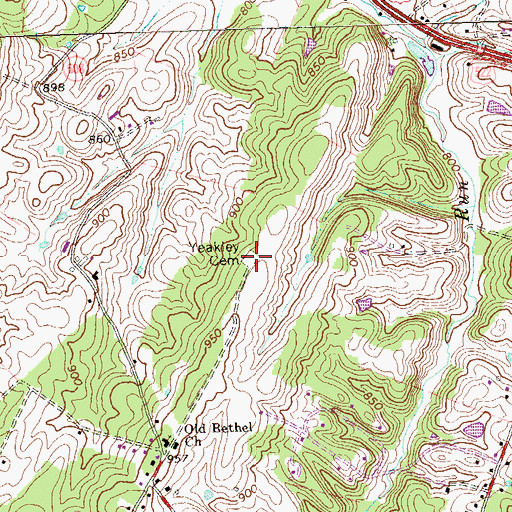 Topographic Map of Yeakley Cemetery, VA