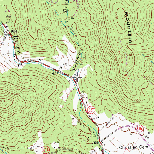 Topographic Map of Yellow Branch, VA