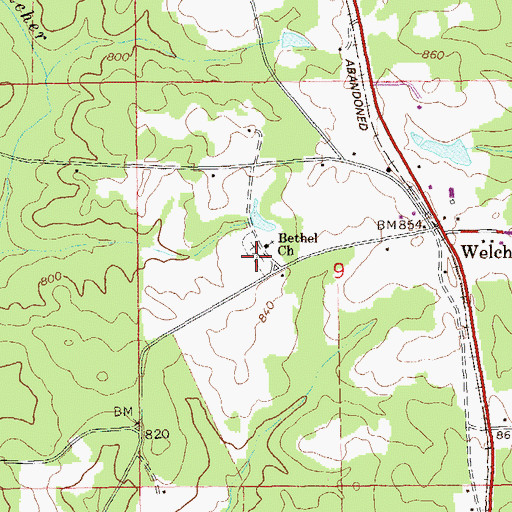 Topographic Map of Bethel Cemetery, AL