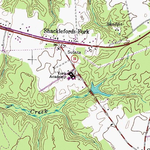 Topographic Map of York Academy, VA