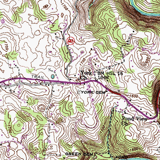 Topographic Map of York Church, VA