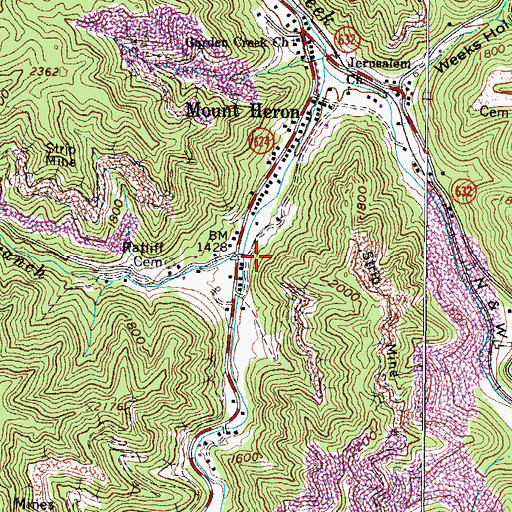 Topographic Map of Youngs Branch, VA