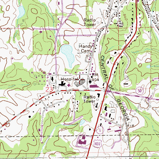 Topographic Map of Chambers County Hospital (historical), AL