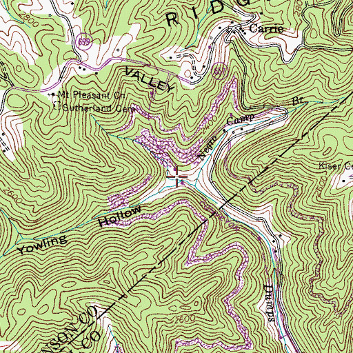 Topographic Map of Yowling Hollow, VA