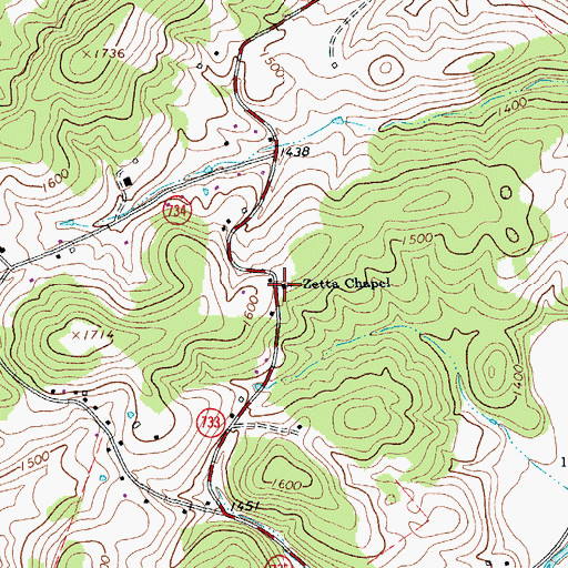 Topographic Map of Zetta Chapel, VA