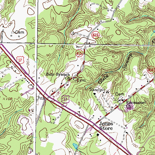 Topographic Map of Zion Branch Church, VA