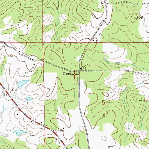 Topographic Map of Chappell Cemetery, AL