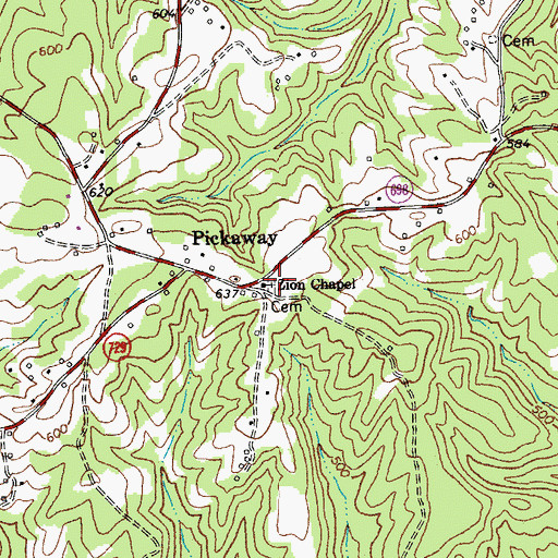 Topographic Map of Zion Chapel, VA