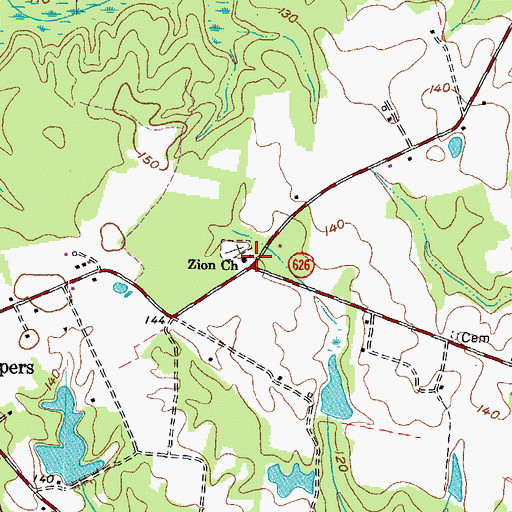 Topographic Map of Zion Church, VA