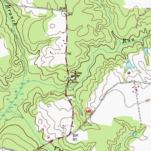 Topographic Map of Zion Church, VA