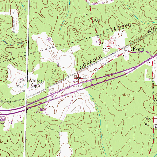 Topographic Map of Mount Zion Baptist Church, VA