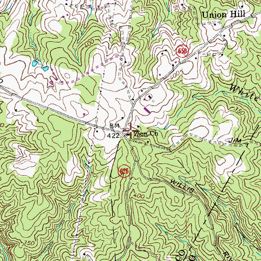 Topographic Map of Zion Church, VA