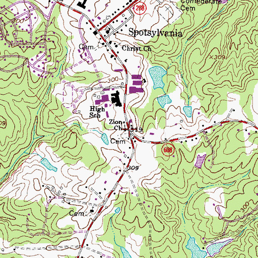 Topographic Map of Zion Church, VA