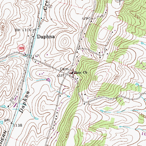 Topographic Map of Zion Church, VA