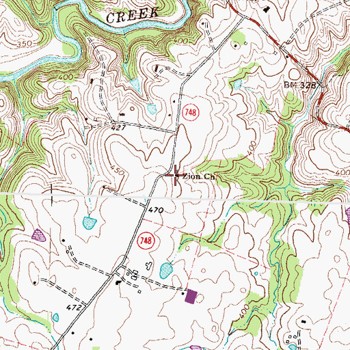 Topographic Map of Zion Church, VA