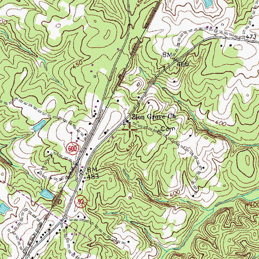Topographic Map of Zion Grove Church, VA