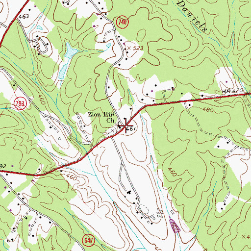 Topographic Map of Zion Hill Church, VA
