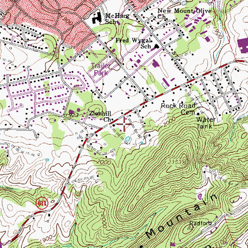 Topographic Map of Zion Hill Baptist Church, VA