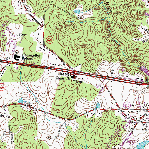 Topographic Map of Zoan Church, VA