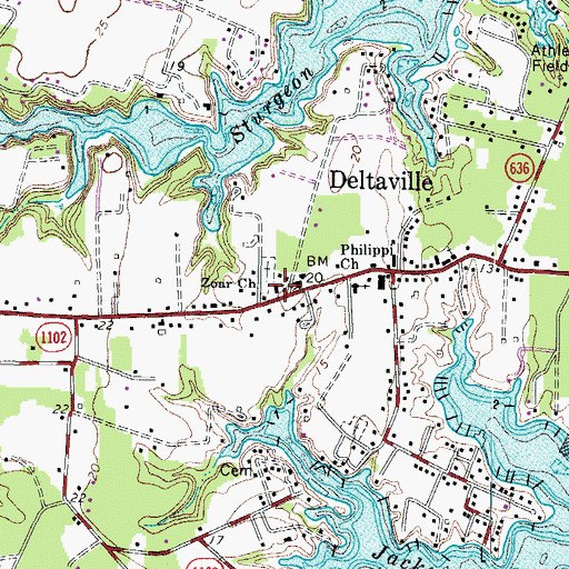 Topographic Map of Zoar Church, VA