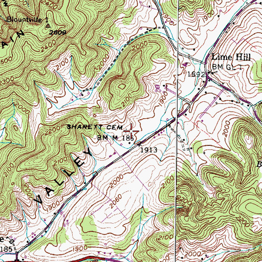 Topographic Map of Sharett Cemetery, VA