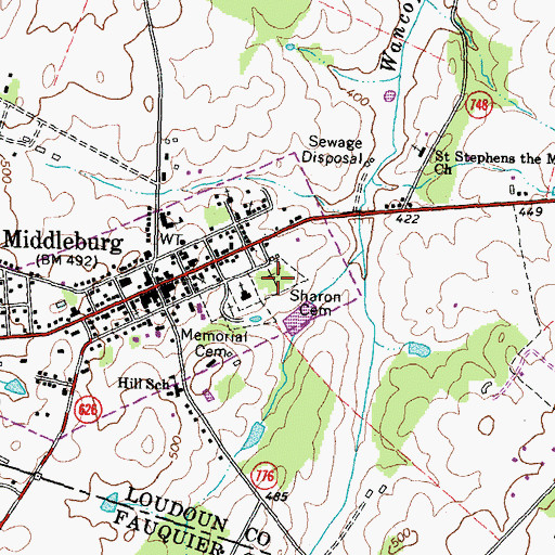 Topographic Map of Sharon Cemetery, VA
