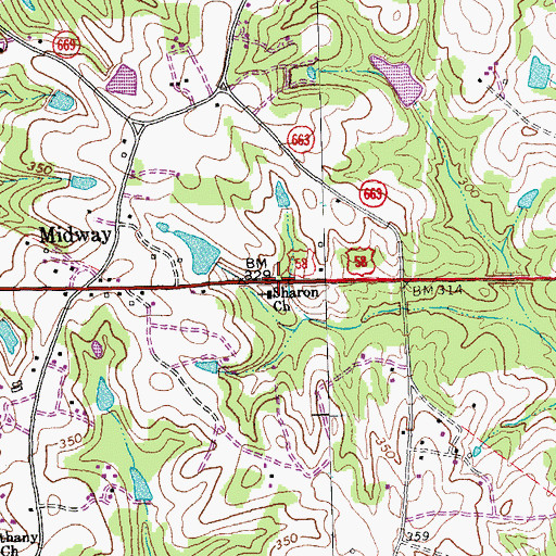 Topographic Map of Sharon Church, VA