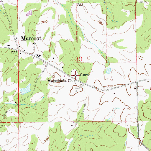 Topographic Map of Macedonia Cemetery, AL