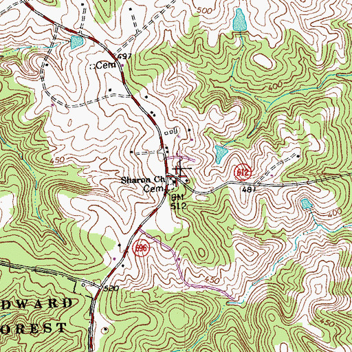 Topographic Map of Sharon Church, VA