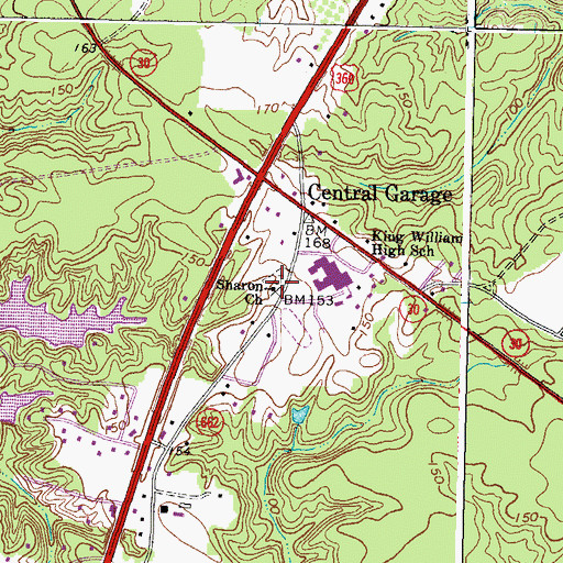 Topographic Map of Sharon Baptist Church, VA