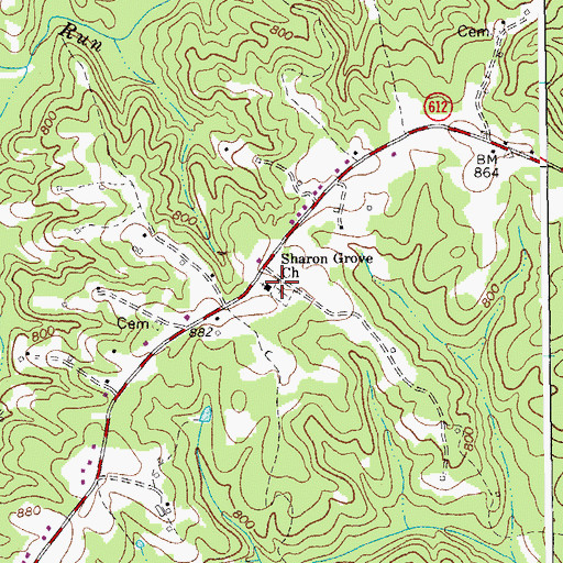 Topographic Map of Sharon Grove Church, VA