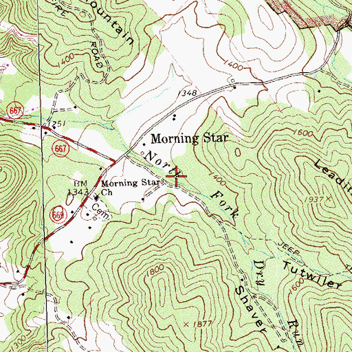 Topographic Map of Shaver Hollow, VA