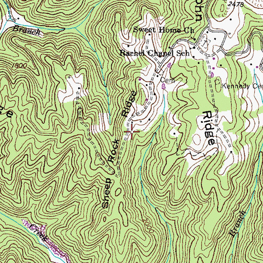 Topographic Map of Sheep Rock Ridge, VA
