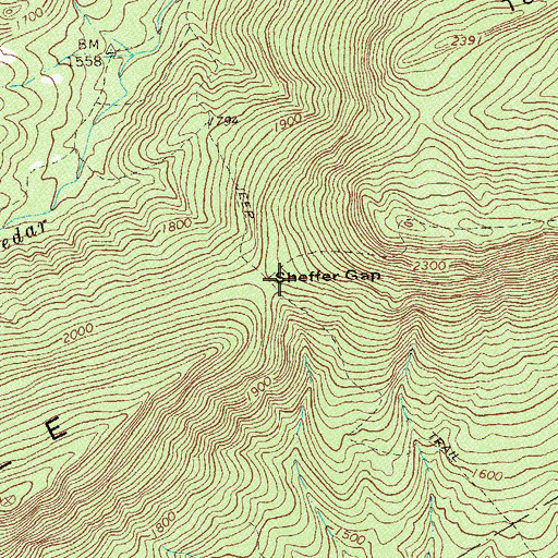 Topographic Map of Sheffer Gap, VA