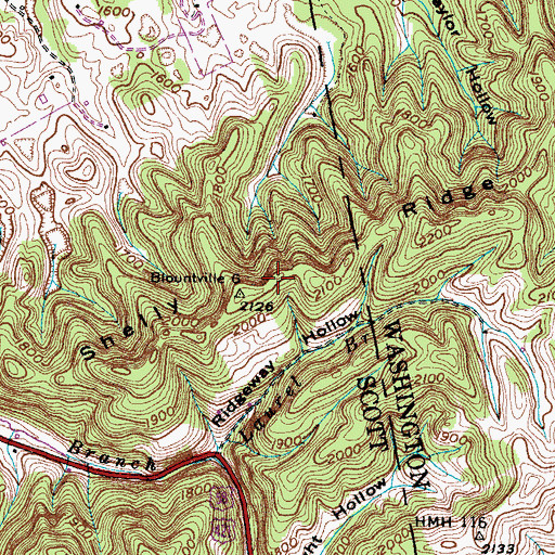 Topographic Map of Shelly Ridge, VA