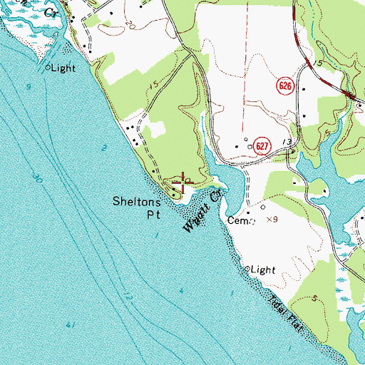 Topographic Map of Sheltons Point, VA