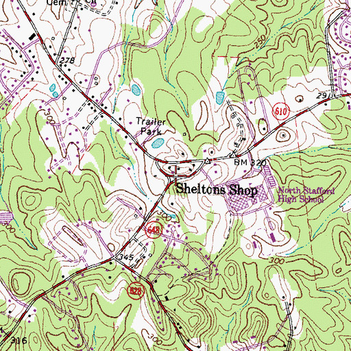 Topographic Map of Sheltons Shop, VA