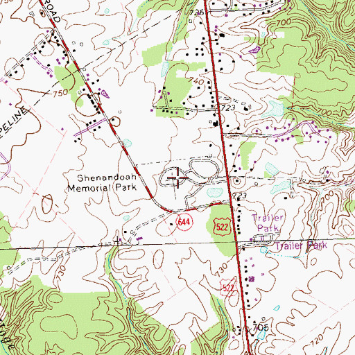Topographic Map of Shenandoah Memorial Cemetery, VA