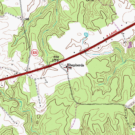 Topographic Map of Shepherds Church, VA