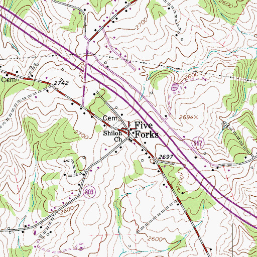 Topographic Map of Shiloh Church, VA