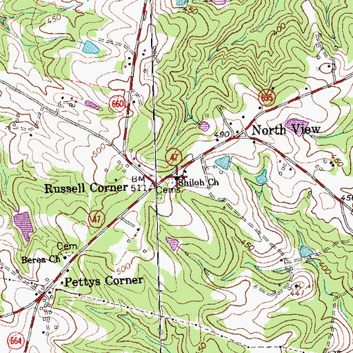 Topographic Map of Shiloh Church, VA