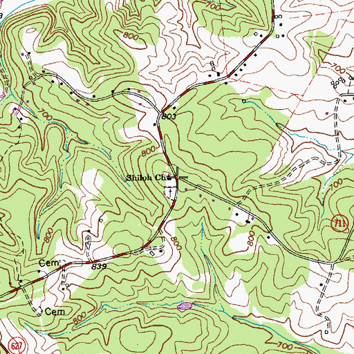 Topographic Map of Shiloh Church, VA