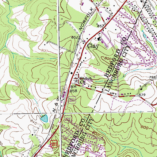 Topographic Map of Shiloh Church, VA